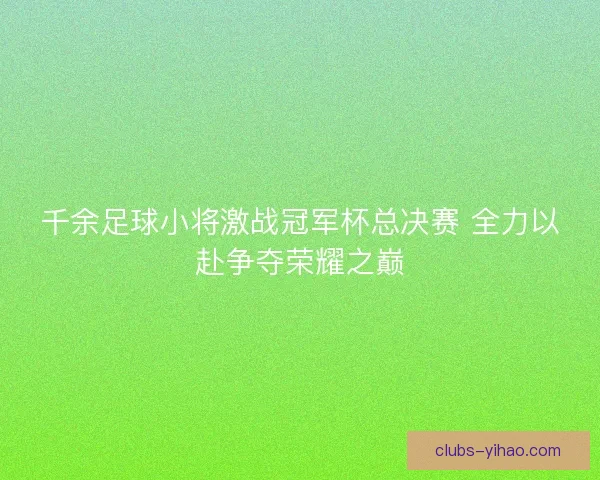 千余足球小将激战冠军杯总决赛 全力以赴争夺荣耀之巅